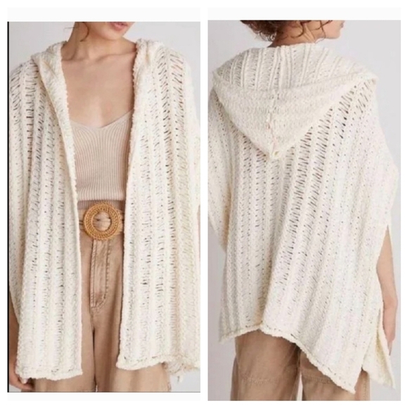 Anthropologie Open-Knit Cream Cardigan Sweater Size M/L - Picture 1 of 8